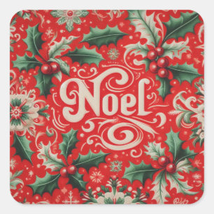 Noel Red & Grönt Fyrkantigt Klistermärke