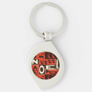 Noel Red Swirl Silverfärgad Nyckelring