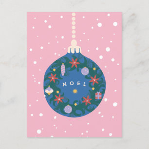 Noel Rosa Ornament Illustrated jul Helg Vykort