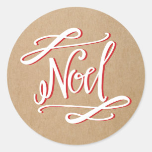 Noel Rustic Vintage Helgdag Sticker Runt Klistermärke
