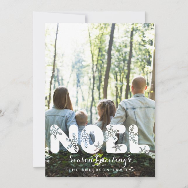 Noel Snöflingor Photo Helgdag Card Julkort (Framsida)