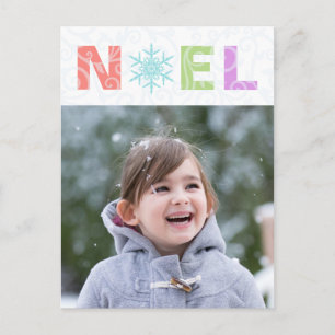 Noel Snowflake Pastel Damask Photo Helg Vykort