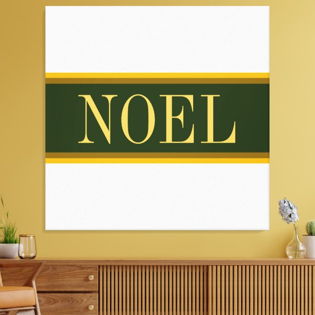 NOEL Söt Forest Grönt  White jul Rand Canvastryck (Insitu (Vardagsrum))