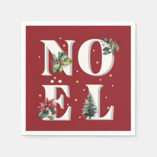Noël-textdesign med vackra vinterväxter pappersservett