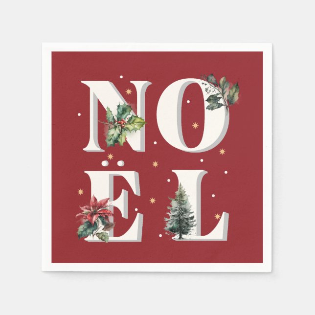 Noël-textdesign med vackra vinterväxter pappersservett (Framsidan)