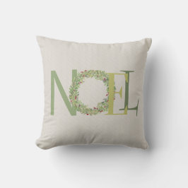 NOEL-typografi med julkrans Kudde