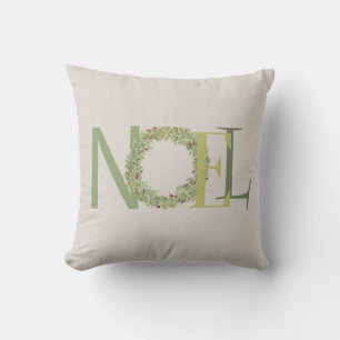 NOEL-typografi med julkrans Kudde