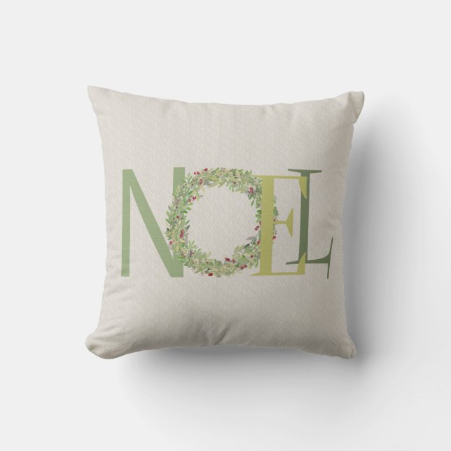 NOEL-typografi med julkrans Kudde (Framsida)