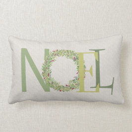 NOEL-typografi med julkrans Lumbarkudde