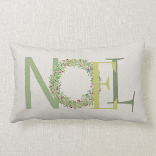 NOEL-typografi med julkrans Lumbarkudde
