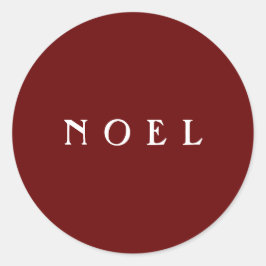 NOEL Typografi Röd Enkel Modern Runt Klistermärke