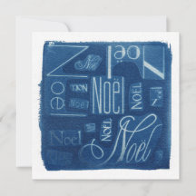 Noël typografiska Cyanotype kvadrerar