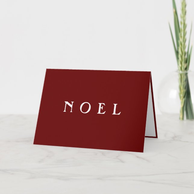 NOEL Typography Red Simple Modern Helgdag Card Helgkort (Framsida)