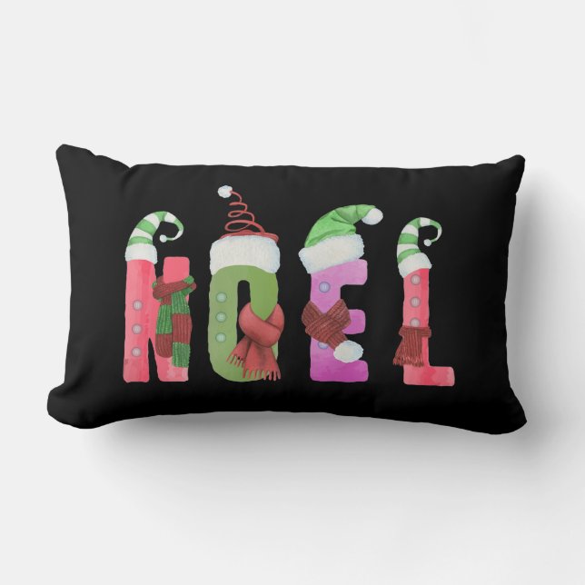 Noel Watercolor Elf Stil jul Lumbarkudde (Framsida)