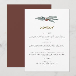 NOEL Winter Berry jul jul Helgdag Bröllop Menu Meny