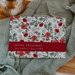 NOELLE Red Flower Vintage Blommigt God jul Julkort