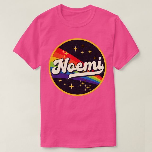 Noemi Rainbow in Space Vintage Stil T Shirt (Design framsida)