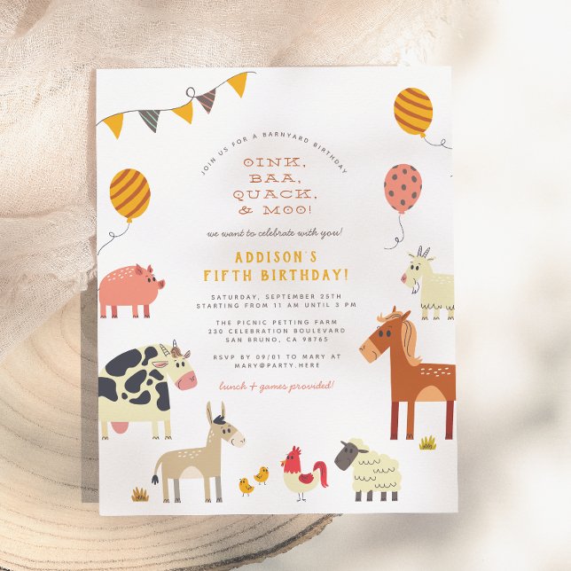 Nöff Bää Kvack Muu Gårdsdjur Födelsedagsfest Vykort (Skapare uppladdad)