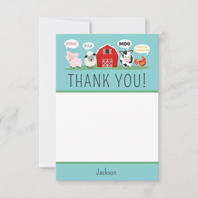 Nöff Bää Muu Tack Bondgårdsdjur Party Barn Kort (Framsida)