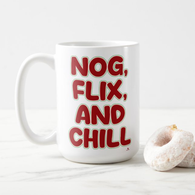 Nog Flix and Chill Funny Christmas Cozy Saying Kaffemugg (Med munk)