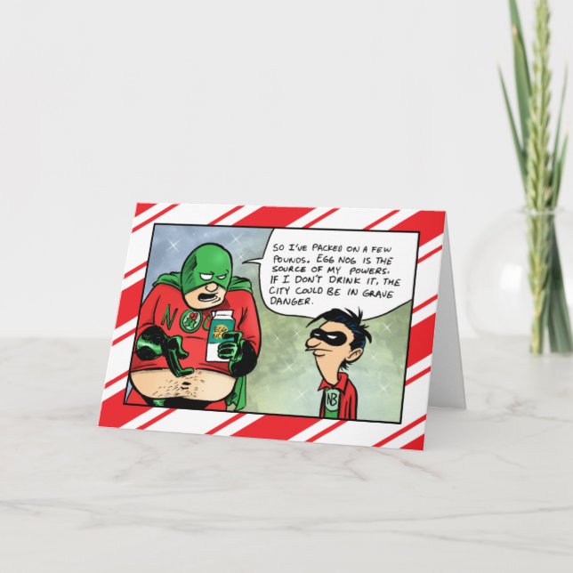 Nog-Man dricker eggnog-julkort Helgkort (Framsida)