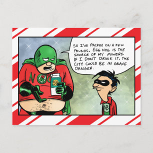 Nog-Man dricker eggnog julvykort Helg Vykort