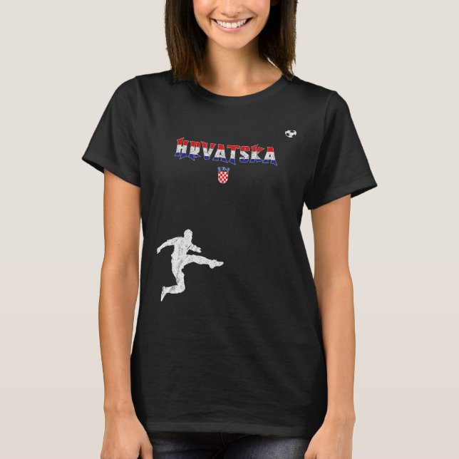 Nogomet Hrvatska Football Soccer Kroatien T Shirt (Framsida)