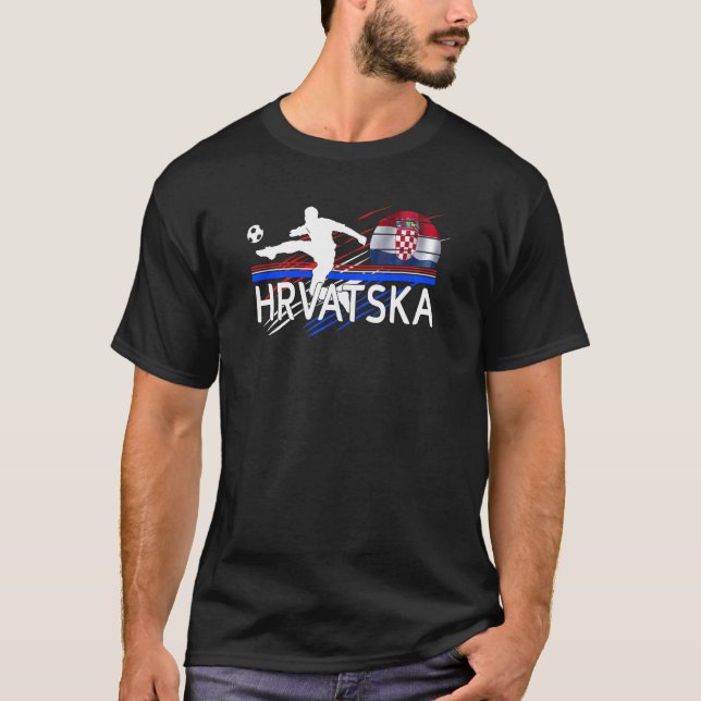 Nogomet Hrvatska Kroatiens fotboll och Kroatiens F T Shirt (Framsida)