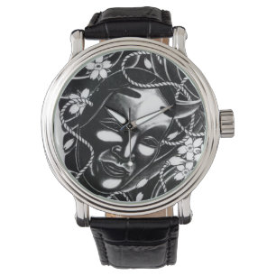 Noh Mask Japansk Tattoo Watch Armbandsur