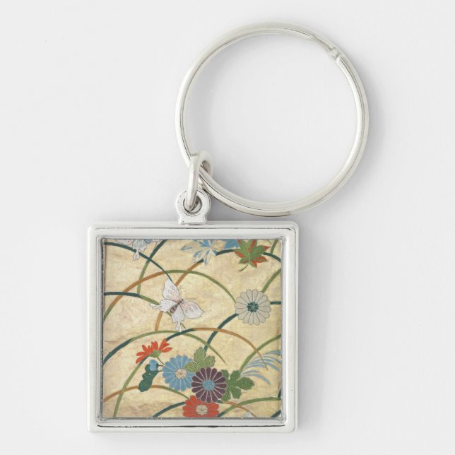 Noh Robe Fyrkantig Silverfärgad Nyckelring (Framsidan)