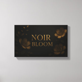Noir Bloom Elegant Floral Art | Gold and Black Mod Canvastryck