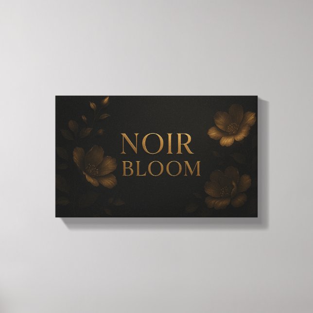 Noir Bloom Elegant Floral Art | Gold and Black Mod Canvastryck (Framsida)