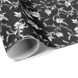 Noir Floral Vine Wrapping Paper Presentpapper