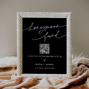 NOIR Honeymoon Fund Bröllop Sign Poster