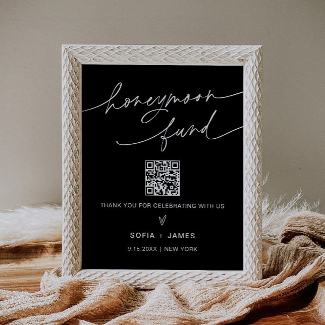 NOIR Honeymoon Fund Bröllop Sign Poster (Skapare uppladdad)