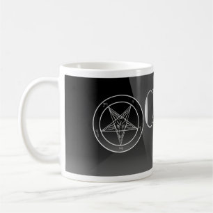 Noir kyrka av muggen för vit för Satan Kaffemugg