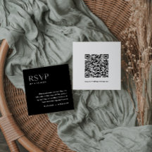NOIR Minimalist RSVP-kort, QR-kod infogningsdel