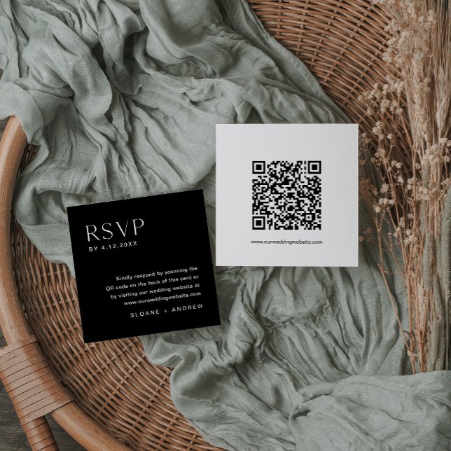 NOIR Minimalist RSVP-kort, QR-kod infogningsdel Tilläggskort (Skapare uppladdad)