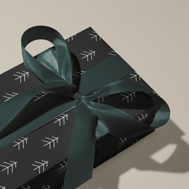 Noir | Modern Träd Mönster Presentpapper (Skapare uppladdad)