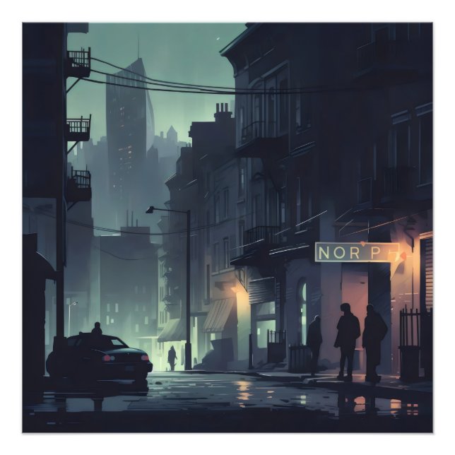 Noir Night City Fototryck (Framsidan)