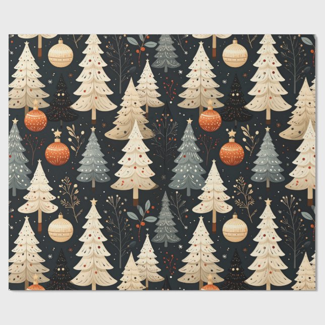 Noir Noël tree Presentpapper (Platt)