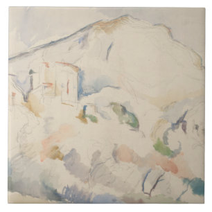 Noir Paul Cezanne-Chateau och Mont Sainte-Victoire Kakelplatta