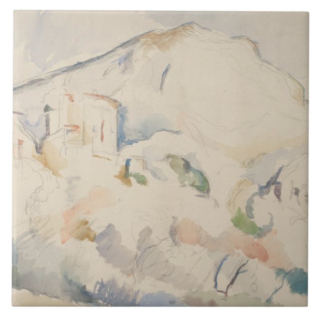 Noir Paul Cezanne-Chateau och Mont Sainte-Victoire Kakelplatta (Framsidan)