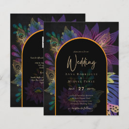 Noir Peacock Jewel Tones Blommigt Bröllop