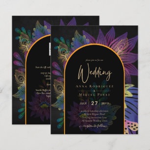 Noir Peacock Jewel Tones Blommigt Bröllop