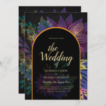 Noir Peacock Jewel Tones Blommigt Bröllop