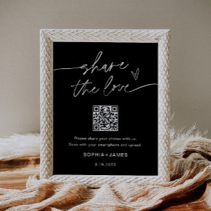 NOIR  QR-kod för foto-QR för Kärlek Bröllop Poster