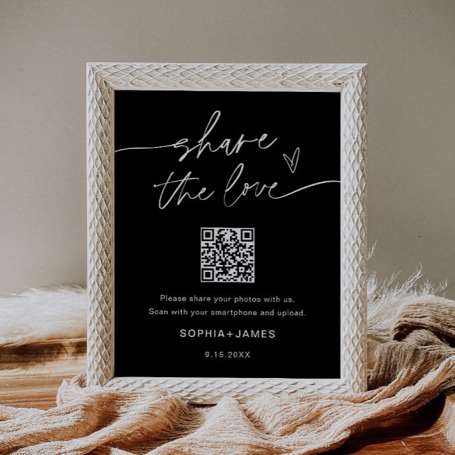 NOIR  QR-kod för foto-QR för Kärlek Bröllop Poster (Skapare uppladdad)