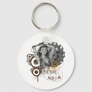 Noir skräp- steampunkdame för Tech Nyckelring