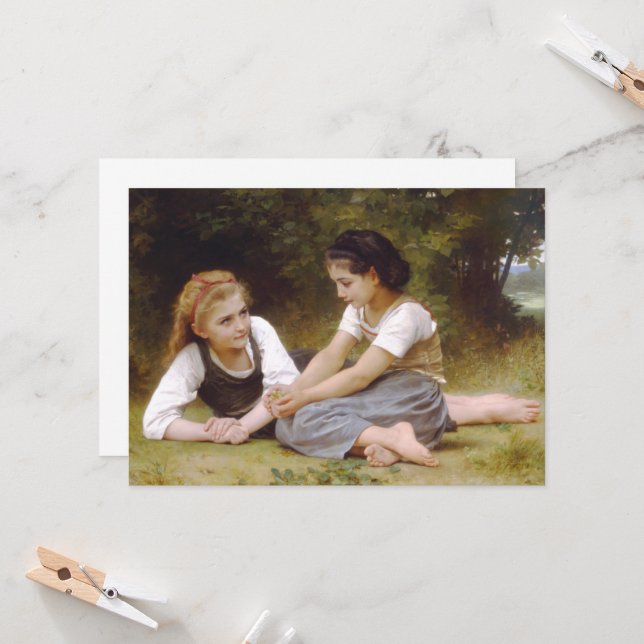 Noisettes: Unga flickor som samlar in hasselnötter Inbjudningar (Fram/Back In Situ)